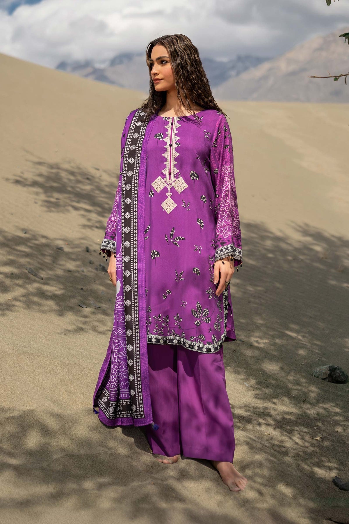 M Basics by Maria B Printed Linen Suits Unstitched 3 Piece MB24MB D-07 B - Winter Collection