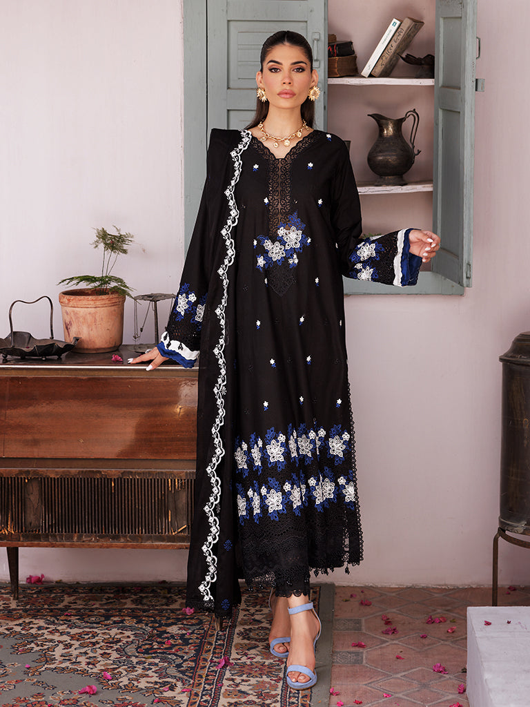 Nisa by RajBari Chikankari Embroidered Lawn Suits Unstitched 3 Piece RB25A D-08 - Summer Collection