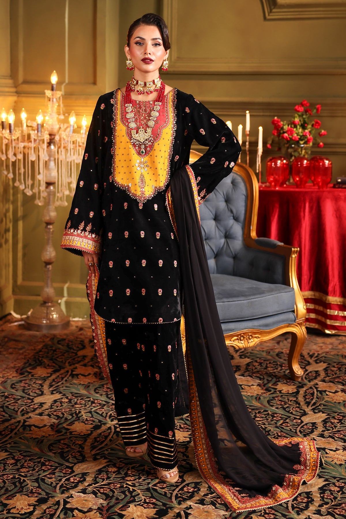 Signora by Charizma Embroidered Velvet Suits Unstitched 3 Piece CRZ24SV CVT4-14- Festive Collection