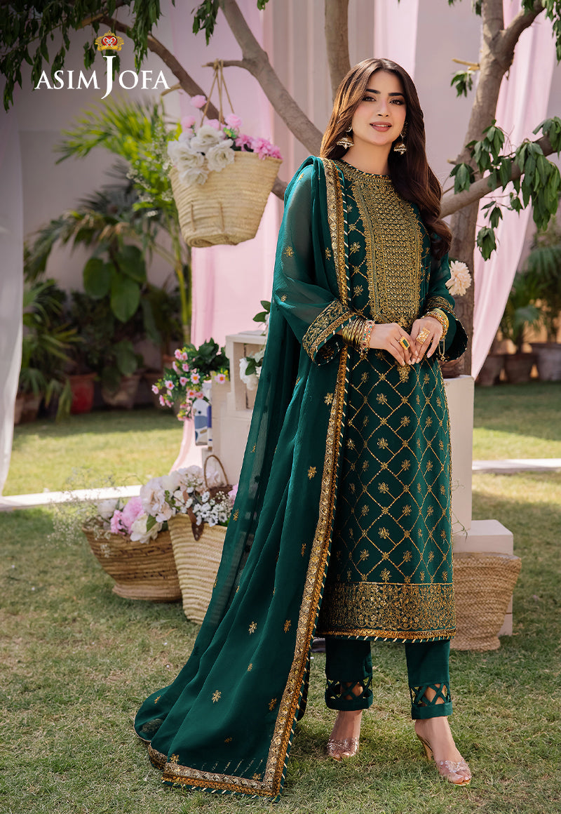 Asim Jofa Dhanak-Rang Embroidered Chiffon Suits Unstitched 3 Piece AJ - AJCF-03