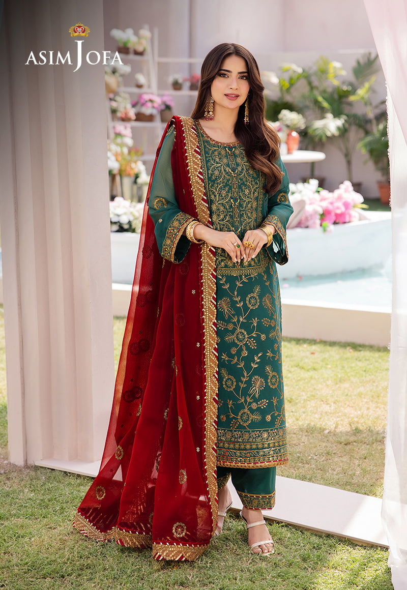 Asim Jofa Dhanak-Rang Embroidered Chiffon Suits Unstitched 3 Piece AJ - AJCF-11