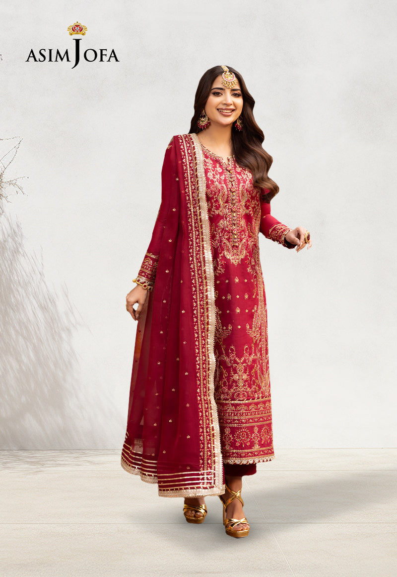 Asim Jofa Chamak-Damak Embroidered Twisted Silk Unstitched 3 Piece AJ - AJCD-25