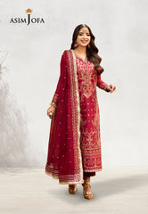 Asim Jofa Chamak-Damak Embroidered Twisted Silk Unstitched 3 Piece AJ - AJCD-25