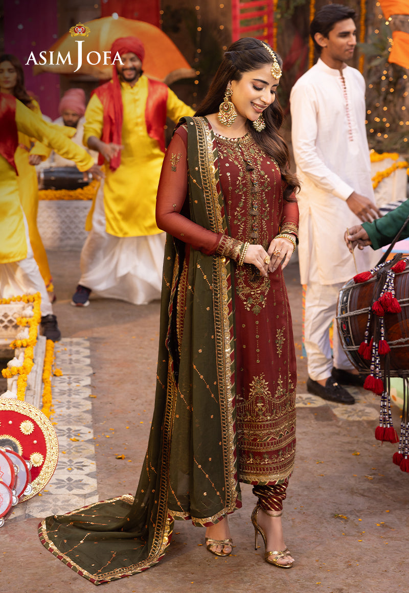 Asim Jofa Chamak-Damak Embroidered Chiffon Suits Unstitched 3 Piece AJ - AJCD-22