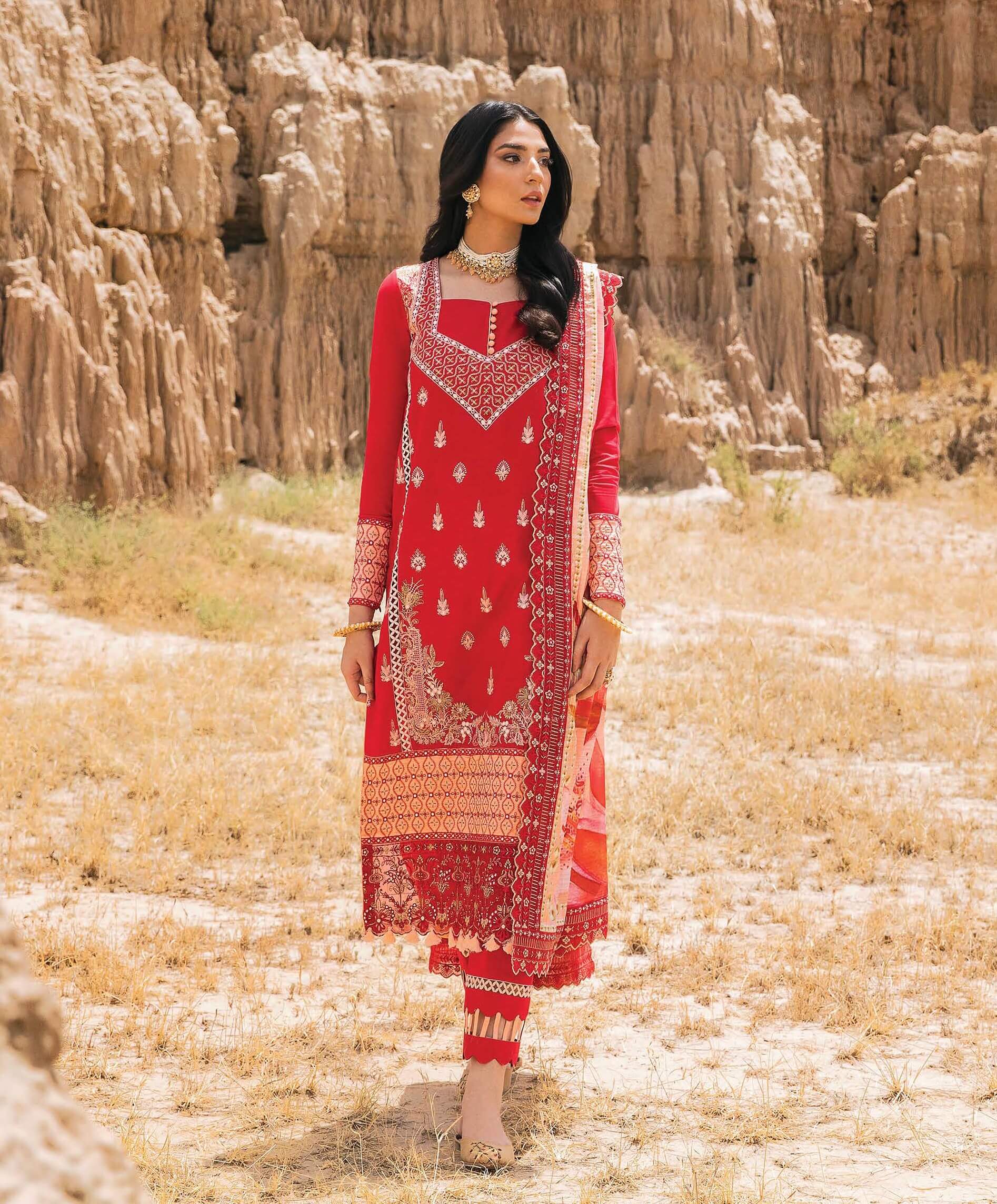 Maria Osama Khan Embroidered Lawn Suits Unstitched 3 Piece Gulaal-MP-01 - Summer Collection