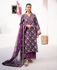 Baroque - Xenia Formals Embroidered Lawn Suit Unstitched 3 Piece ZE24S 675- TAAMASI JAMUN- Summer Collection