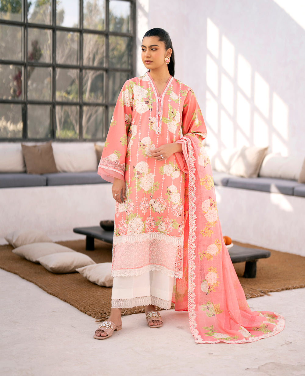 Baroque - Xenia Formals Embroidered Lawn Suit Unstitched 3 Piece ZE24S 652- CHELLAM- Summer Collection