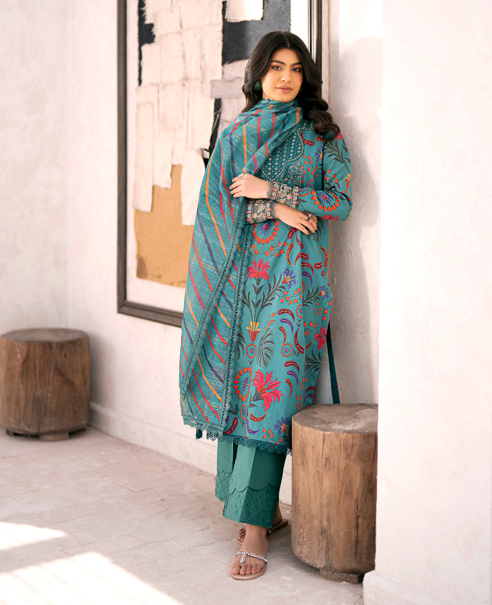 Baroque - Xenia Formals Embroidered Lawn Suit Unstitched 3 Piece ZE24S 672- SORSO- Summer Collection