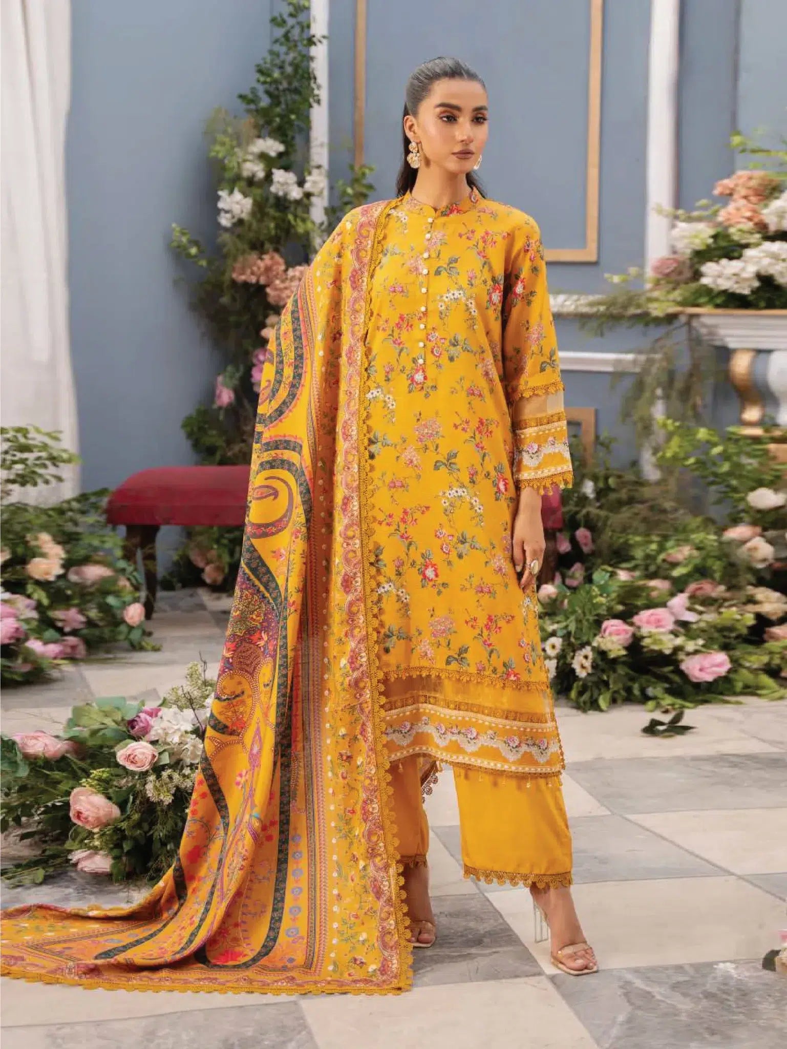 Mausummery Luxury Digital Printed Linen Unstitched 3 Piece Suit - MU25SSUL - BAHAR - Winter Collection
