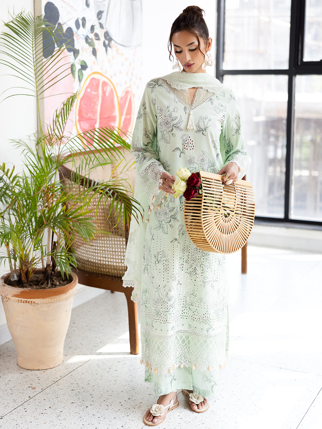 Mahnur - Afterhours Mahnur Embroidered Lawn Suits Unstitched 3 Piece MN25AH D-4 Mint Mirage - Summer Collection