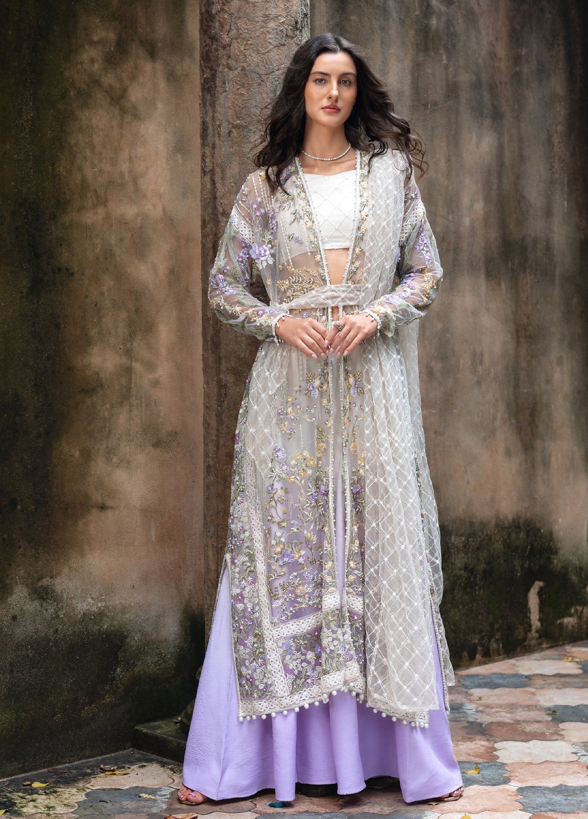 Lavie Haute by Esmel Unstitched Wedding Embroidered Net Suits 3 Piece EML25WU D-101 Naiora - Wedding Collection