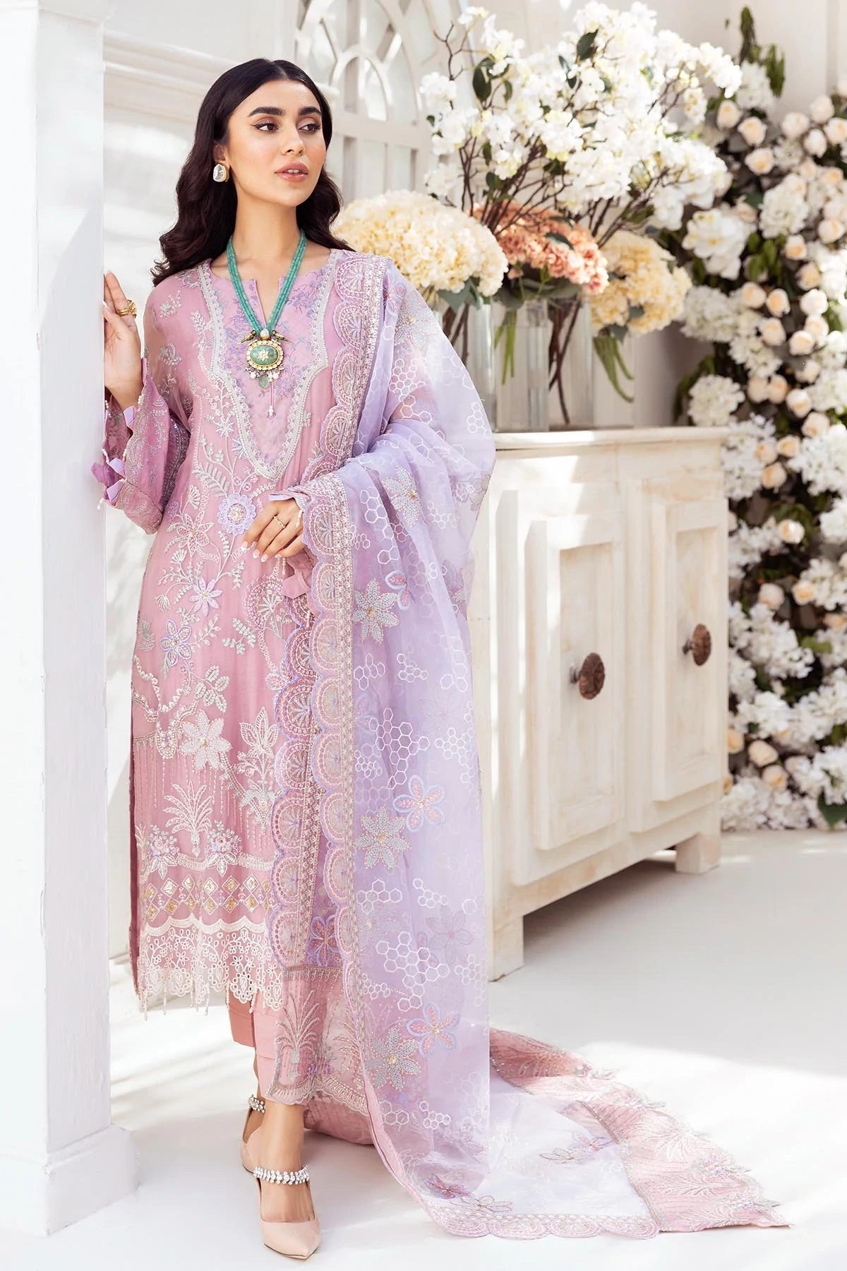 Elanora By Nureh Embroidered Chiffon Suits Unstitched 4 Piece NU22E NEL-01 - Luxury Collection