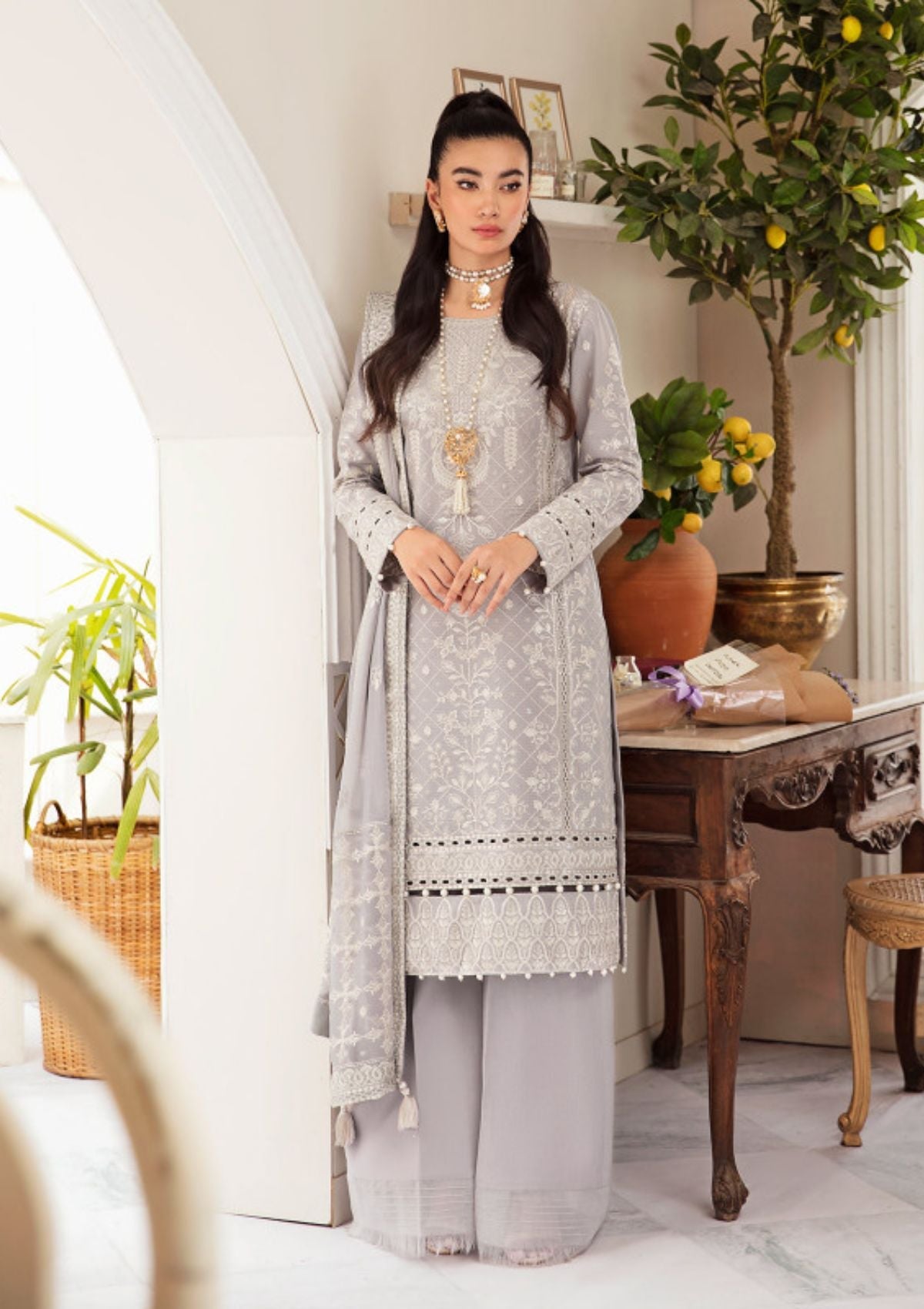 Gulaal Embroidered Lawn Suits Unstitched 3 Piece GL23LL-V2 D-02 Neeshay - Luxury Collection