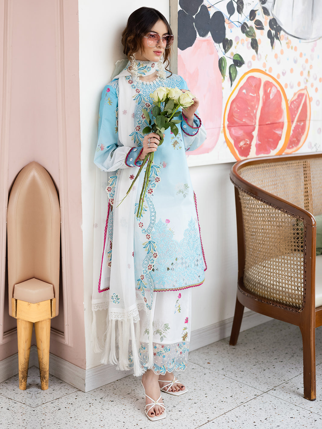 Mahnur - Afterhours Embroidered Lawn Suits Unstitched 3 Piece MN25AH D-11 Pastel Pop - Summer Collection