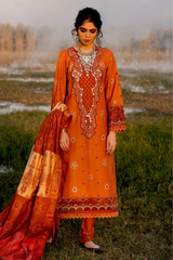 Qalamkar Embroidered Karandi Suits with Shawl Unstitched 3 Piece KS-07 - Luxury Collection