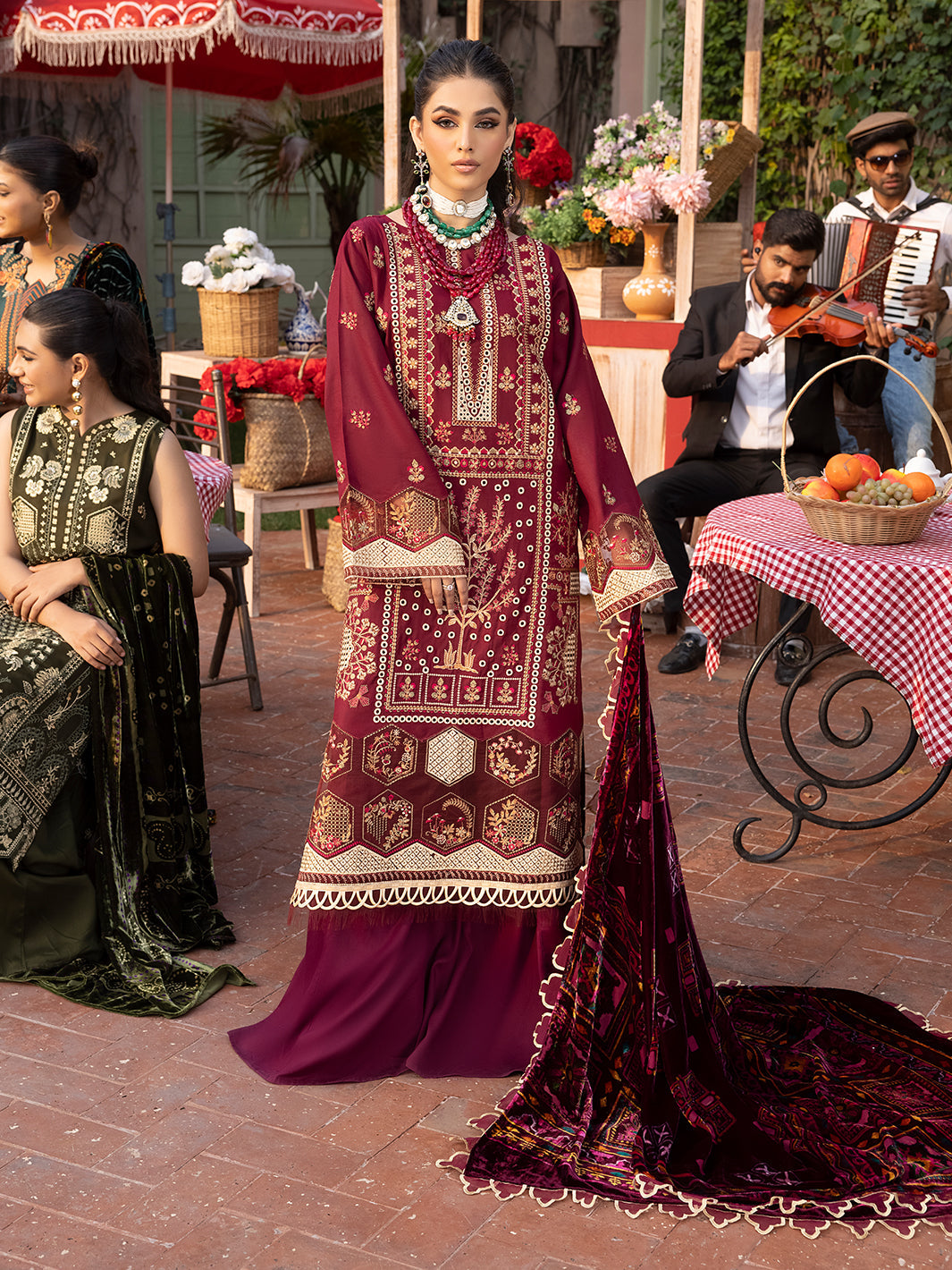 Mahrukh Embroidered Courdry Suits With Palachi Shawl Unstitched 3 Piece MECP-1A- Winter Collection -