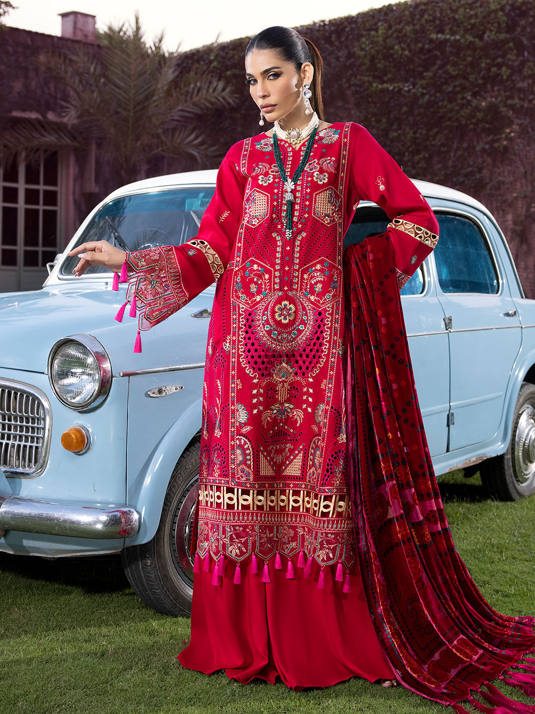 Mahrukh Embroidered Courdry Suits With Palachi Shawl Unstitched 3 Piece MECP-2B- Winter Collection -