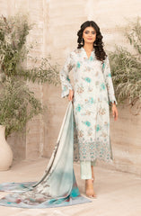Tawakkal Fabrics Embroidered Zari Viscose Unstitched 3 Piece Suit - D-4884 - TF25SHAM - Grey & Blue - Winter Collection