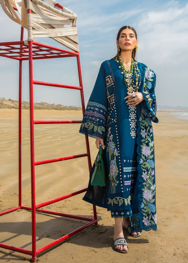 Crimson Luxury Lawn Embroidered Collection - Bohemian Summer - Cobalt