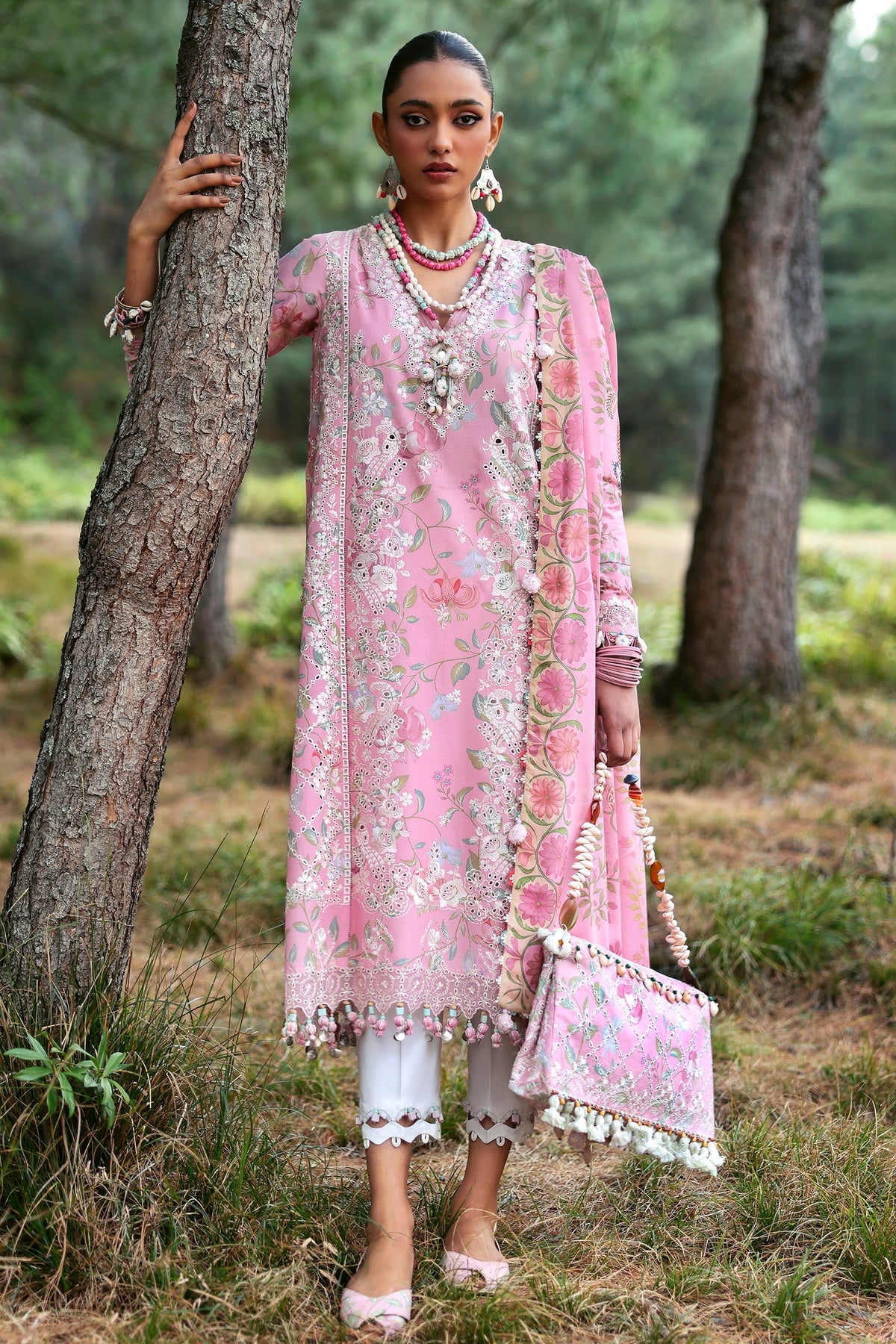 Zaha By Khadijah Shah Embroidered Lawn Suits Unstitched 3 Piece ZL25NL D-01 A Zayana - Summer Collection