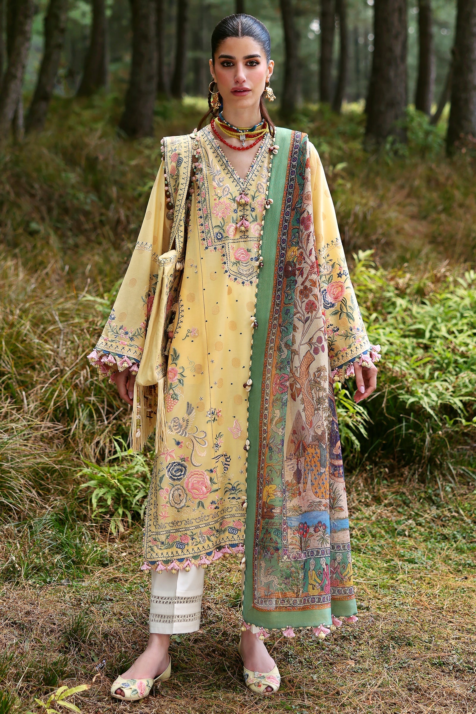 Zaha By Khadijah Shah Embroidered Lawn Suits Unstitched 3 Piece ZL25NL D-12 A Zuri - Summer Collection