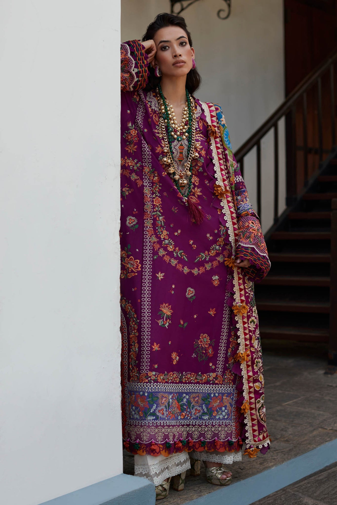 Elan Embroidered Lawn Suits Unstitched 3 Piece Aalin (EL24-08 B) - Luxury Collection