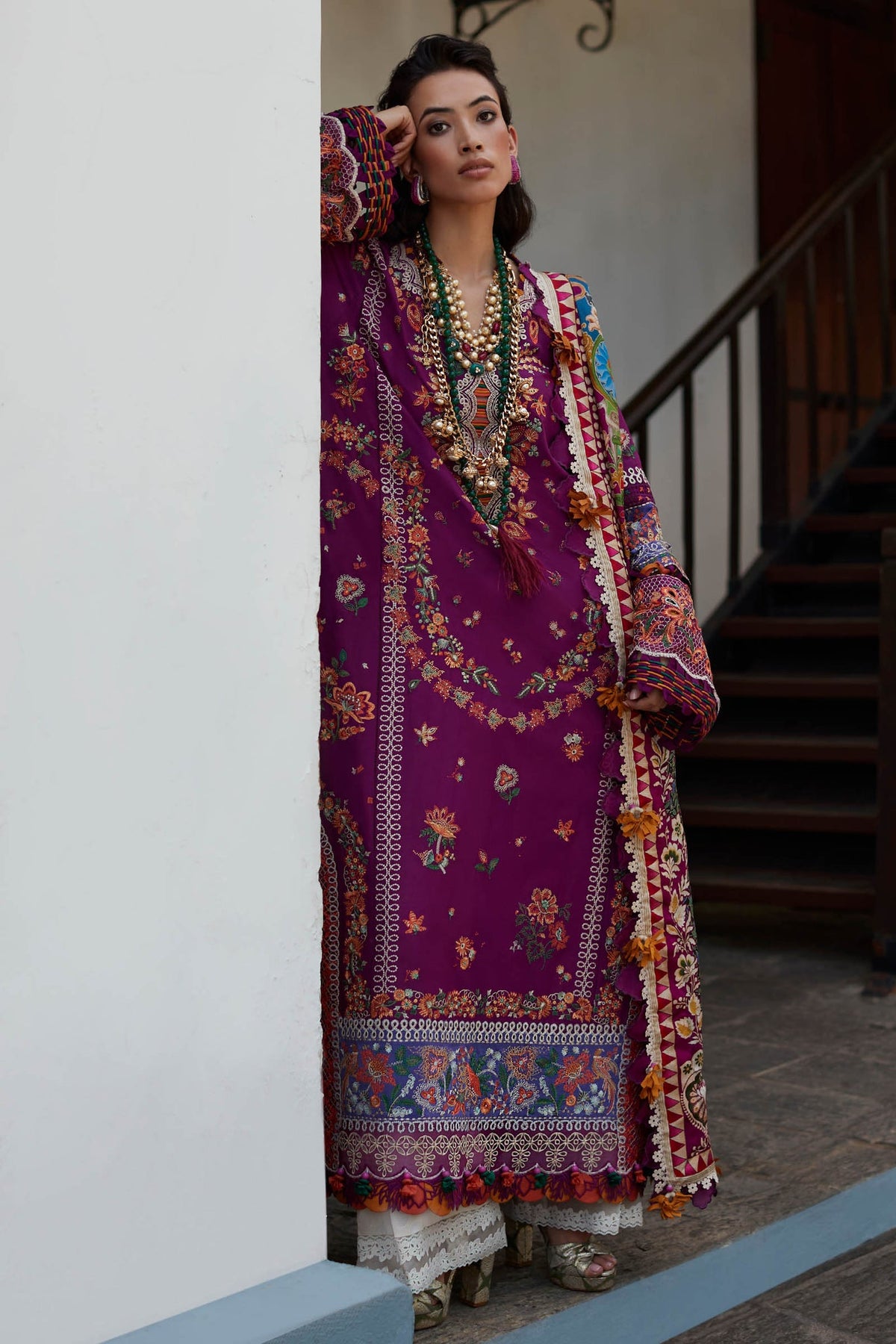 Elan Embroidered Lawn Suits Unstitched 3 Piece Aalin (EL24-08 B) - Luxury Collection