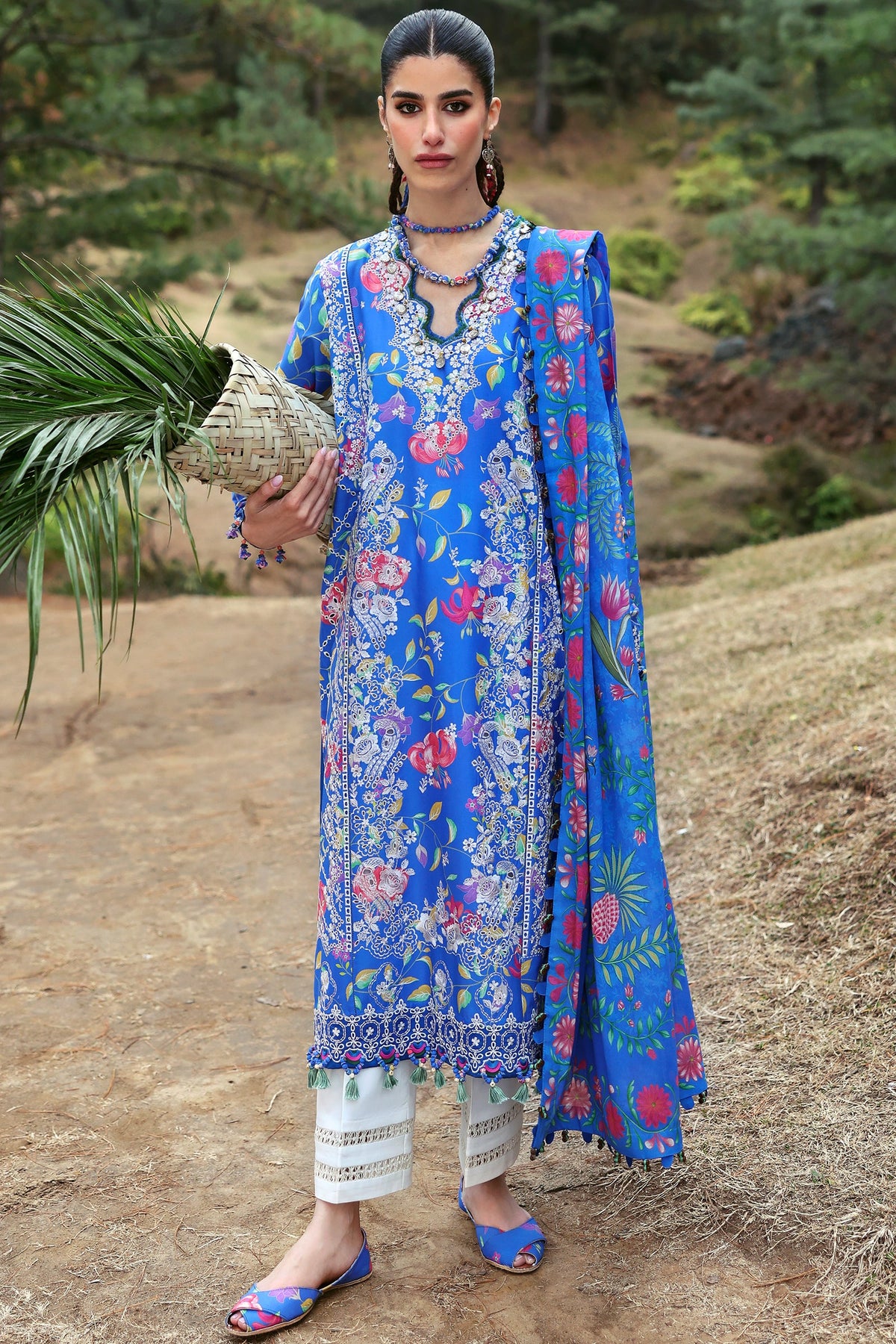 Zaha By Khadijah Shah Embroidered Lawn Suits Unstitched 3 Piece ZL25NL D-01 B Zayana - Summer Collection