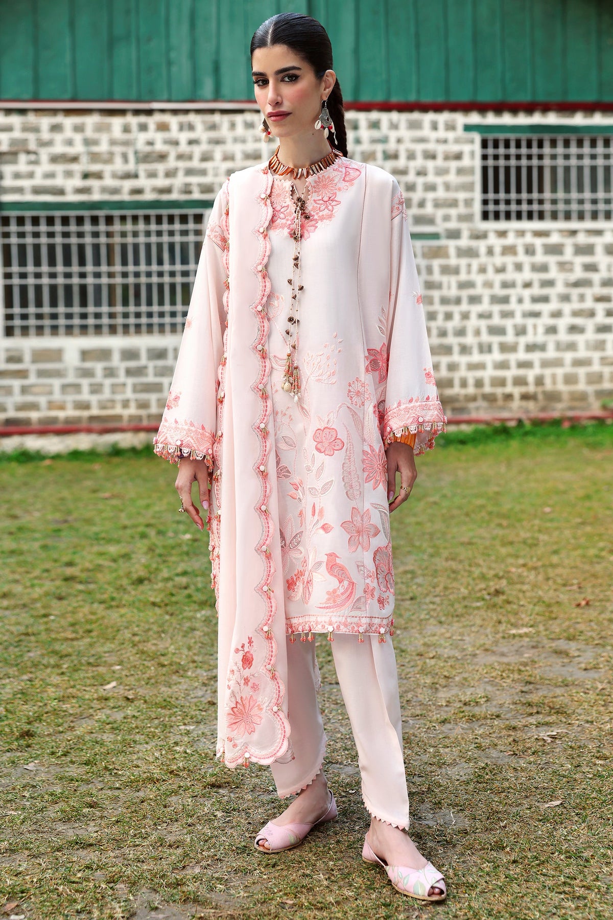 Zaha By Khadijah Shah Embroidered Lawn Suits Unstitched 3 Piece ZL25NL D-13 B Zania - Summer Collection