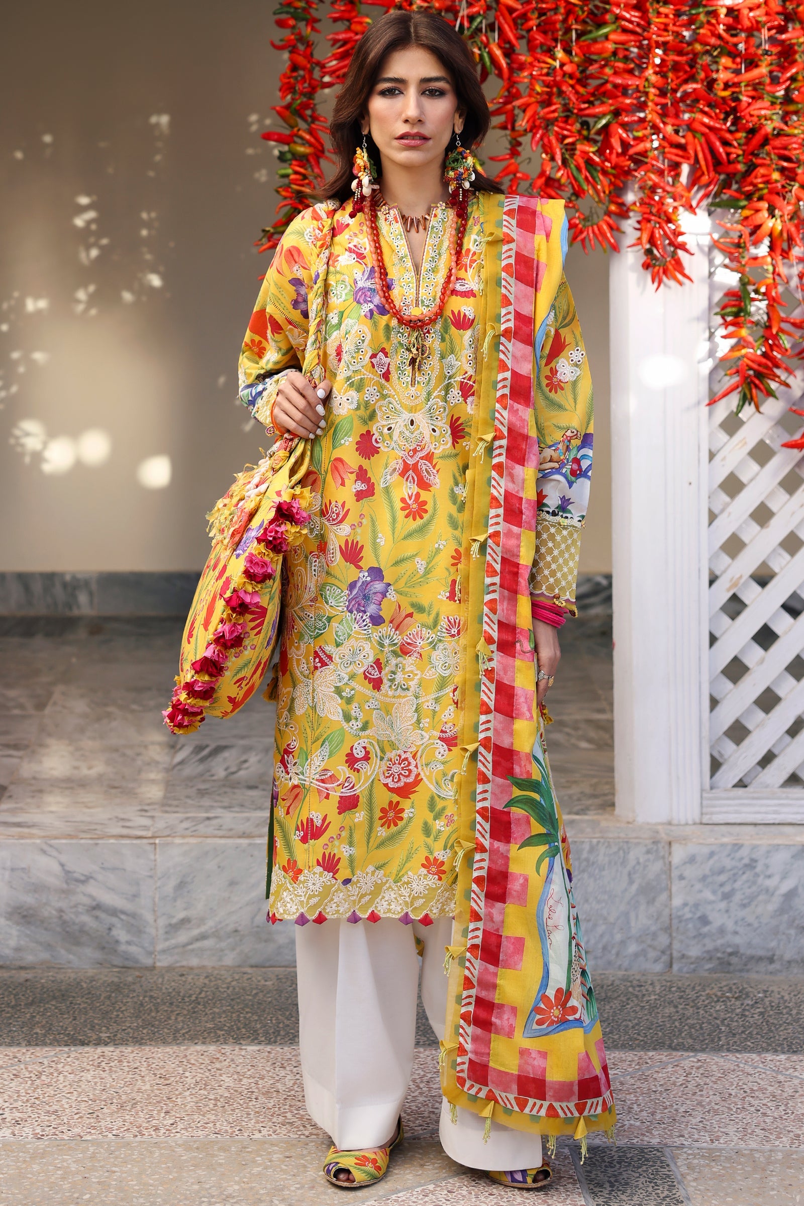 Zaha By Khadijah Shah Embroidered Lawn Suits Unstitched 3 Piece ZL25NL D-08 A Zaraah - Summer Collection-