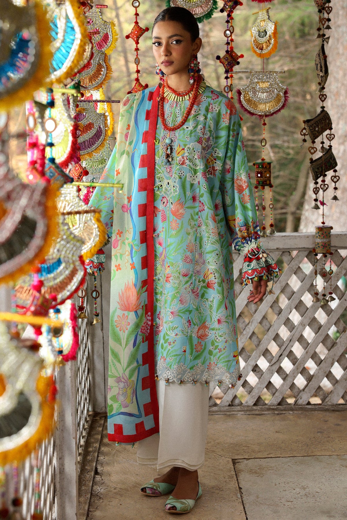 Zaha By Khadijah Shah Embroidered Lawn Suits Unstitched 3 Piece ZL25NL D-08 B Zaraah - Summer Collection