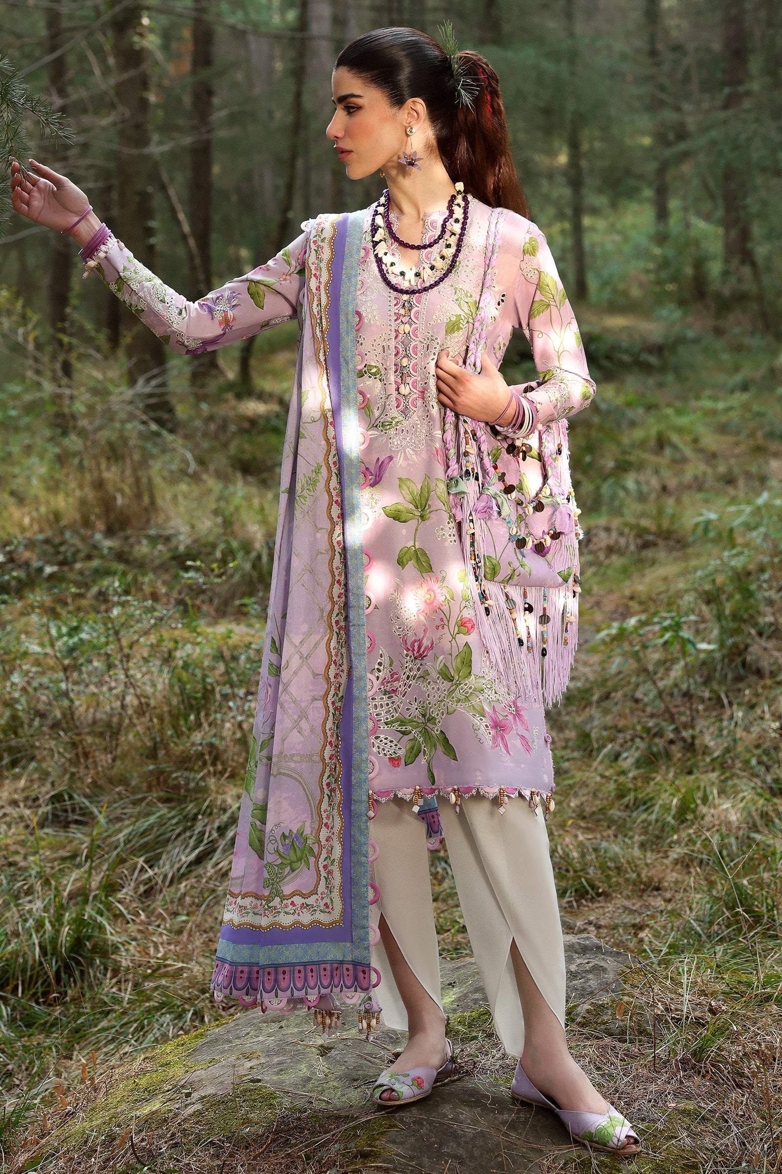 Zaha By Khadijah Shah Embroidered Lawn Suits Unstitched 3 Piece ZL25NL D-02 A Elara - Summer Collection