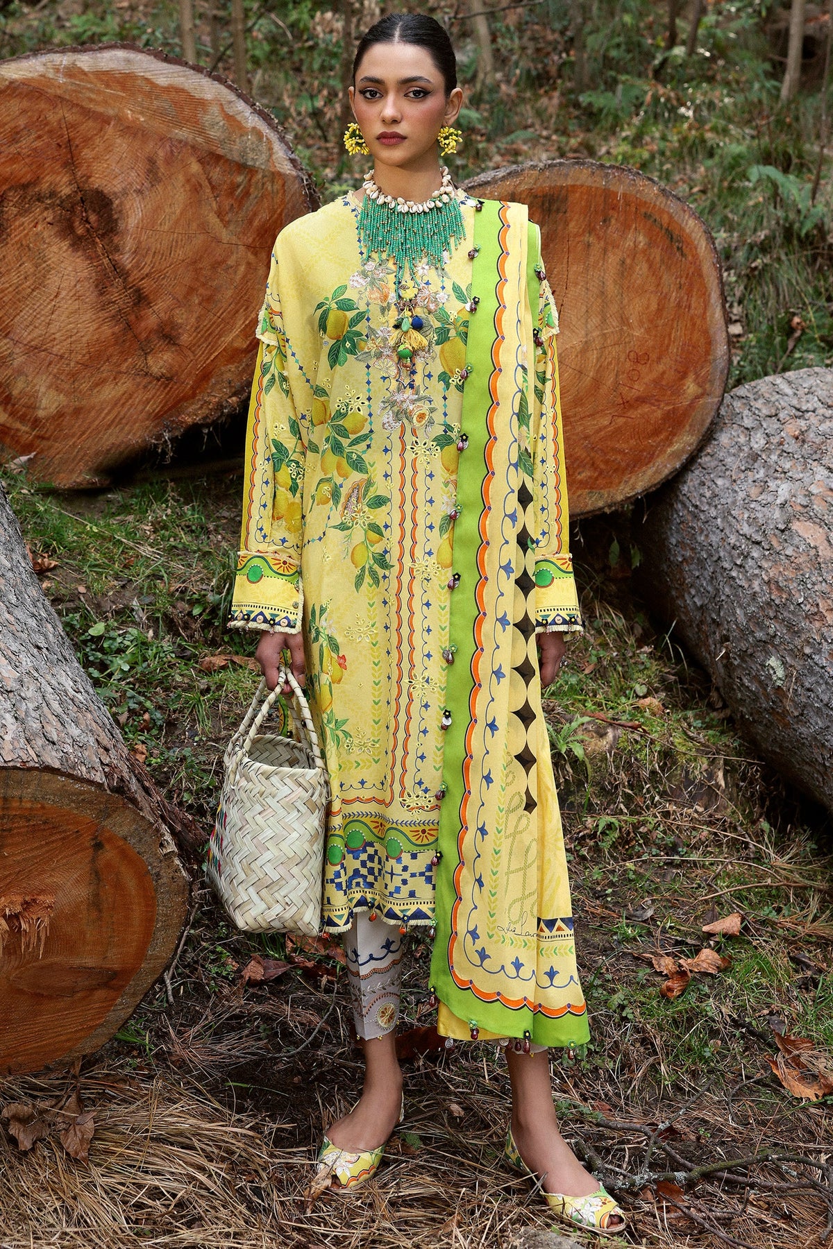Zaha By Khadijah Shah Embroidered Lawn Suits Unstitched 3 Piece ZL25NL D-04 A Dahlia - Summer Collection-