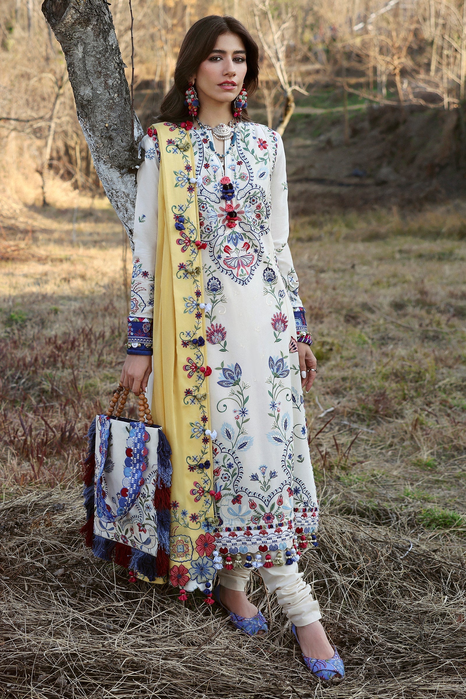 Zaha By Khadijah Shah Embroidered Lawn Suits Unstitched 3 Piece ZL25NL D-11 B Kashur - Summer Collection