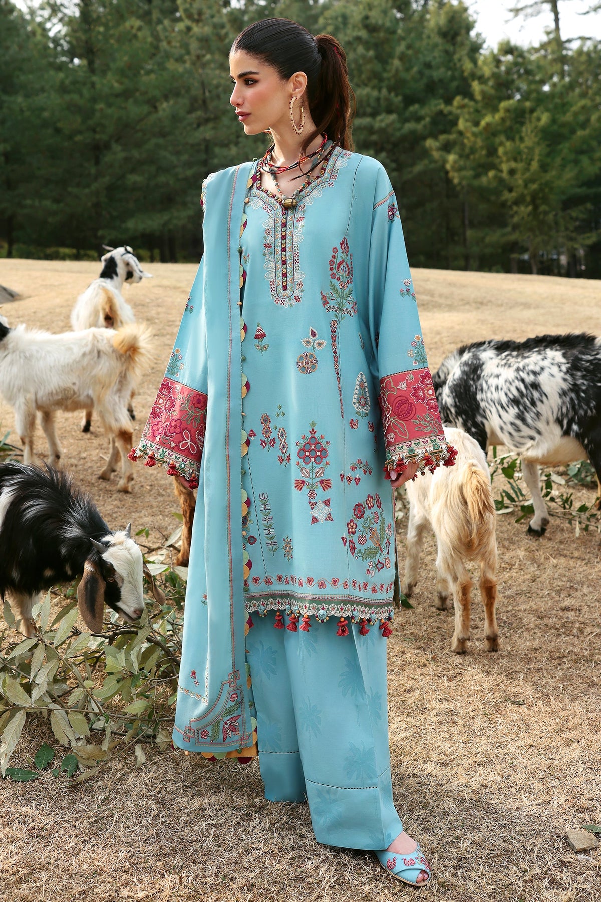 Zaha By Khadijah Shah Embroidered Lawn Suits Unstitched 3 Piece ZL25NL D-14 A Rhea - Summer Collection