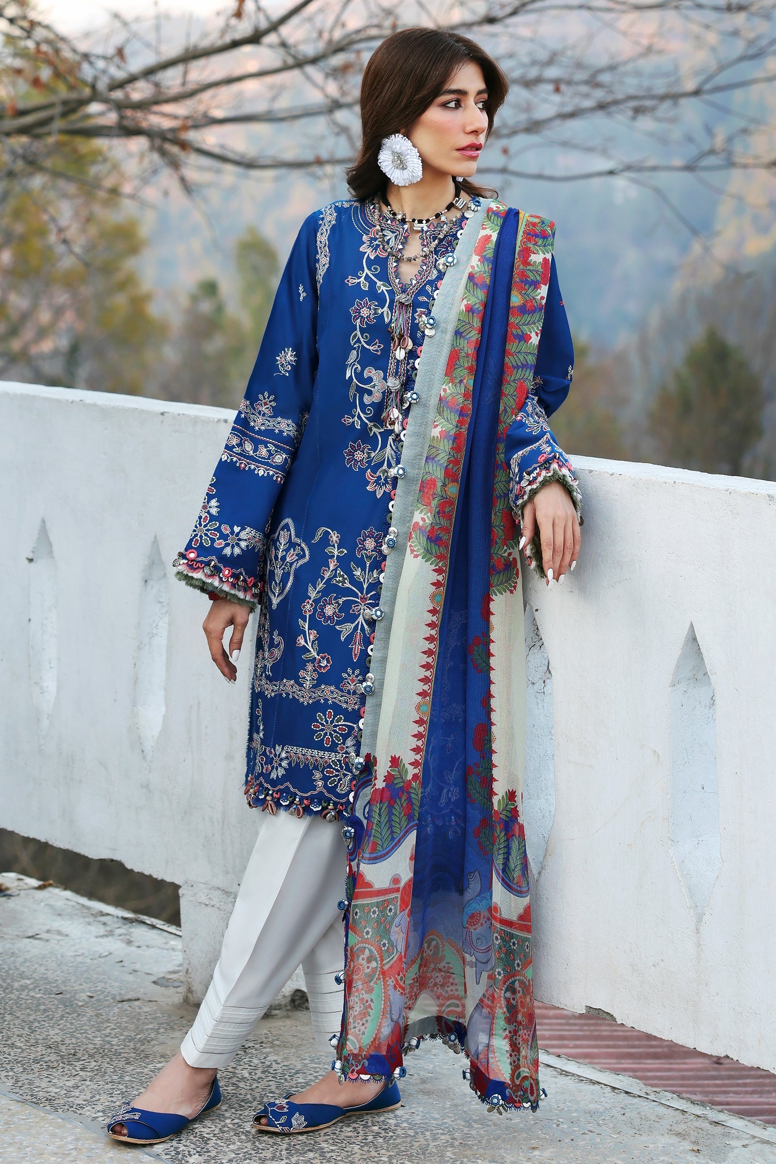 Zaha By Khadijah Shah Embroidered Lawn Suits Unstitched 3 Piece ZL25NL D-15 B Maya - Summer Collection