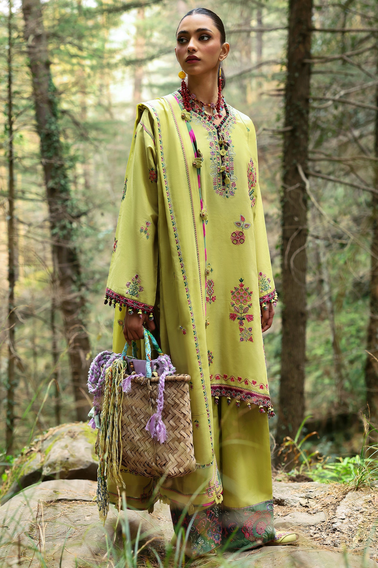 Zaha By Khadijah Shah Embroidered Lawn Suits Unstitched 3 Piece ZL25NL D-14 B Rhea - Summer Collection