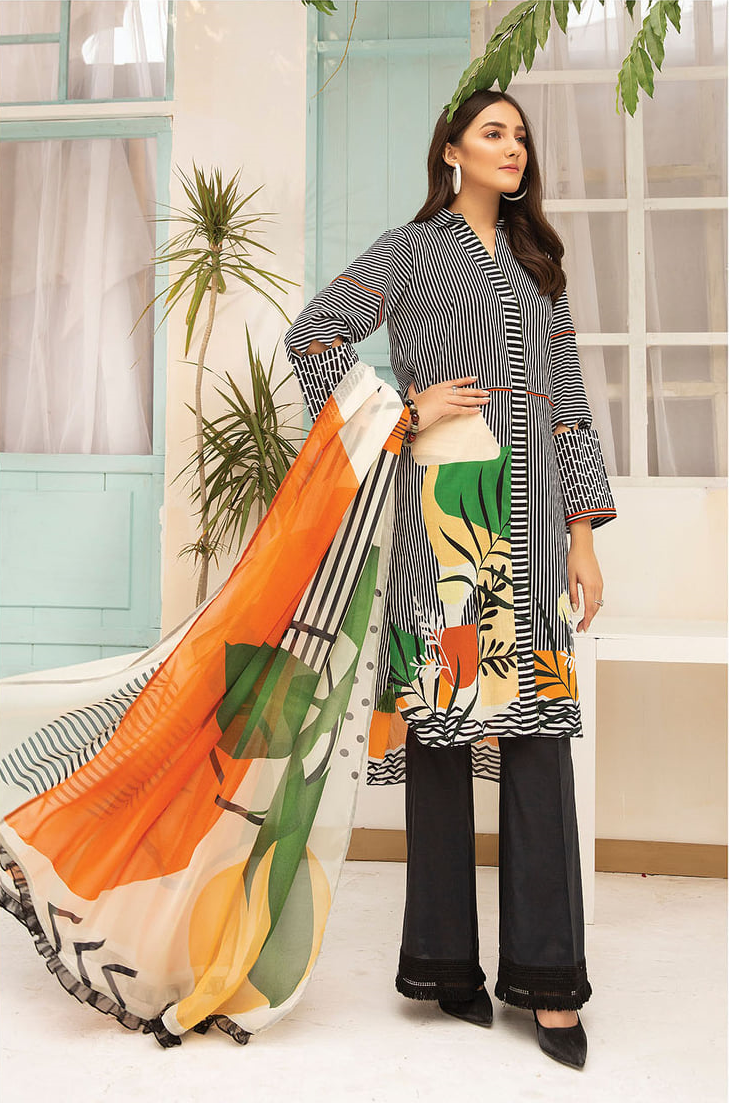 42101041-Digital Printed Super Fine Lawn, Grip Chiffon & Cambric-3PC