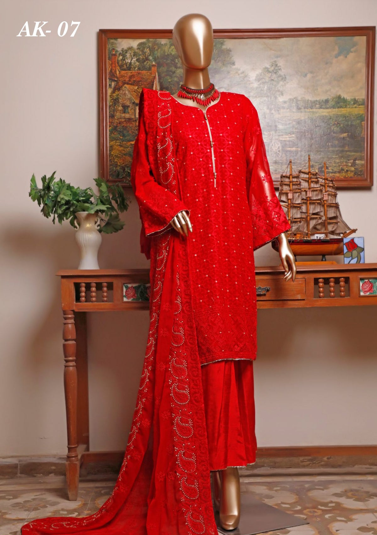 URBAN QUEEN - 07 CHICKEN KARI STYLE RED CHIFFON