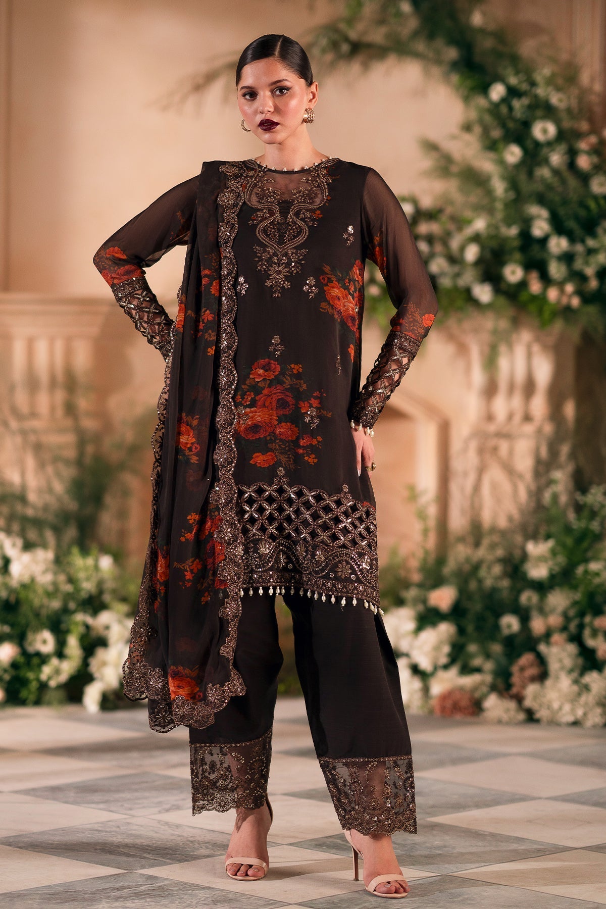 Vasal by Charizma Embroidered Chiffon Suit Unstitched 4 Piece CRZ24V VSL 5-04 - Luxury Chiffon