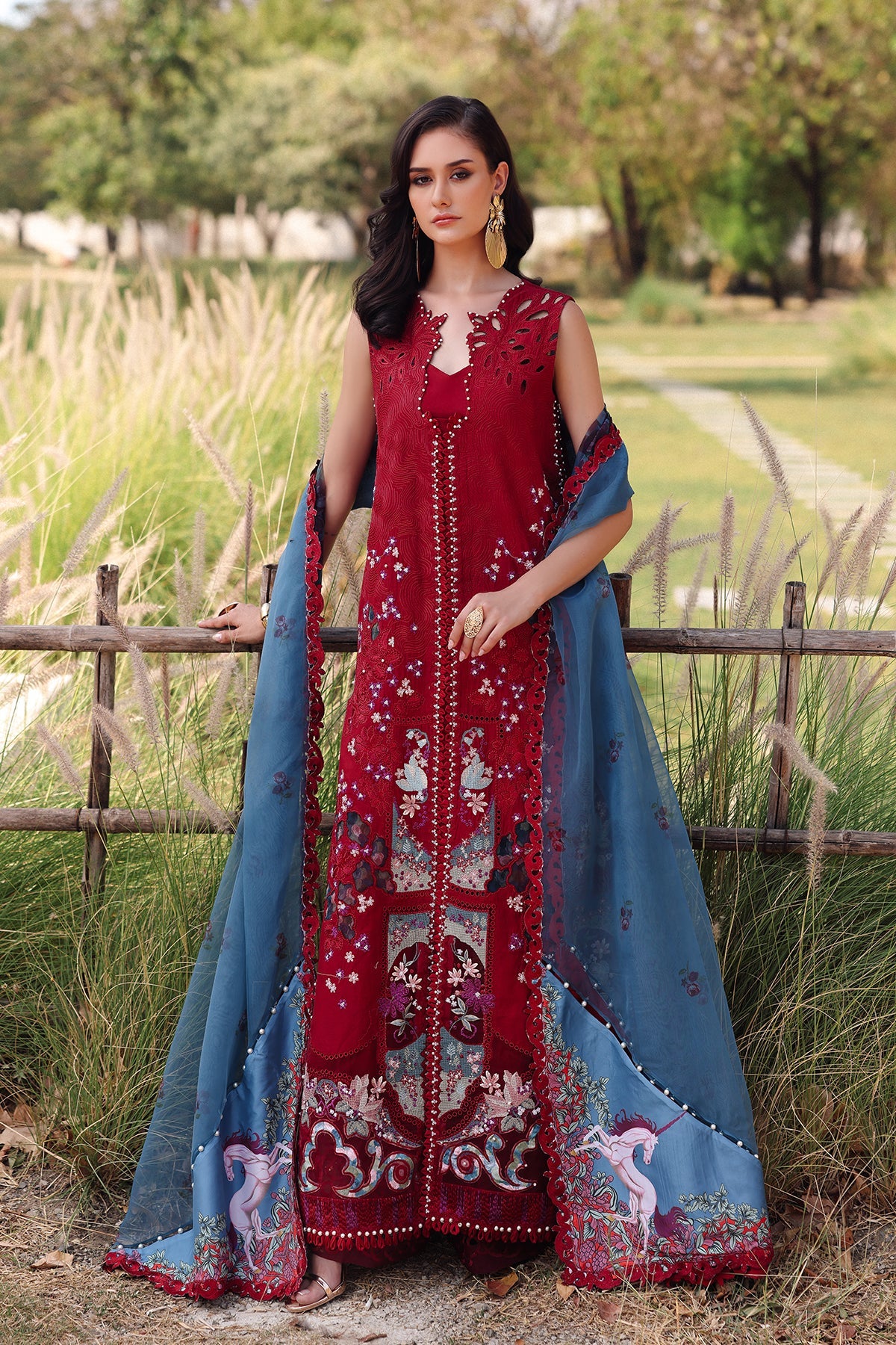 Afrozeh Embroidered Lawn Suits Unstitched 3 Piece AF25UL25 D-04 Glacis - Luxury Collection