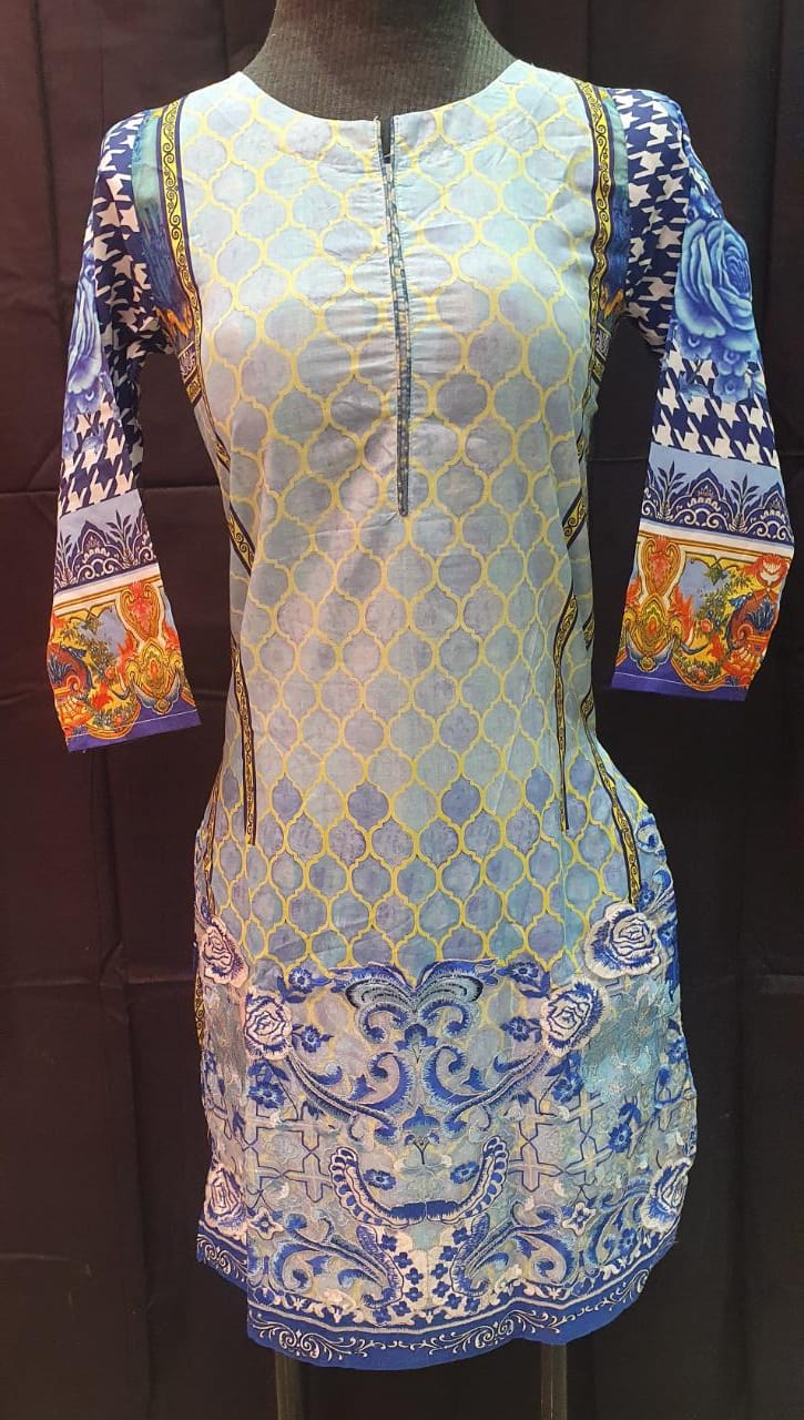 Stitched Zoya Didi Lawn Embroidered Kurti - 16 (Size-Small)