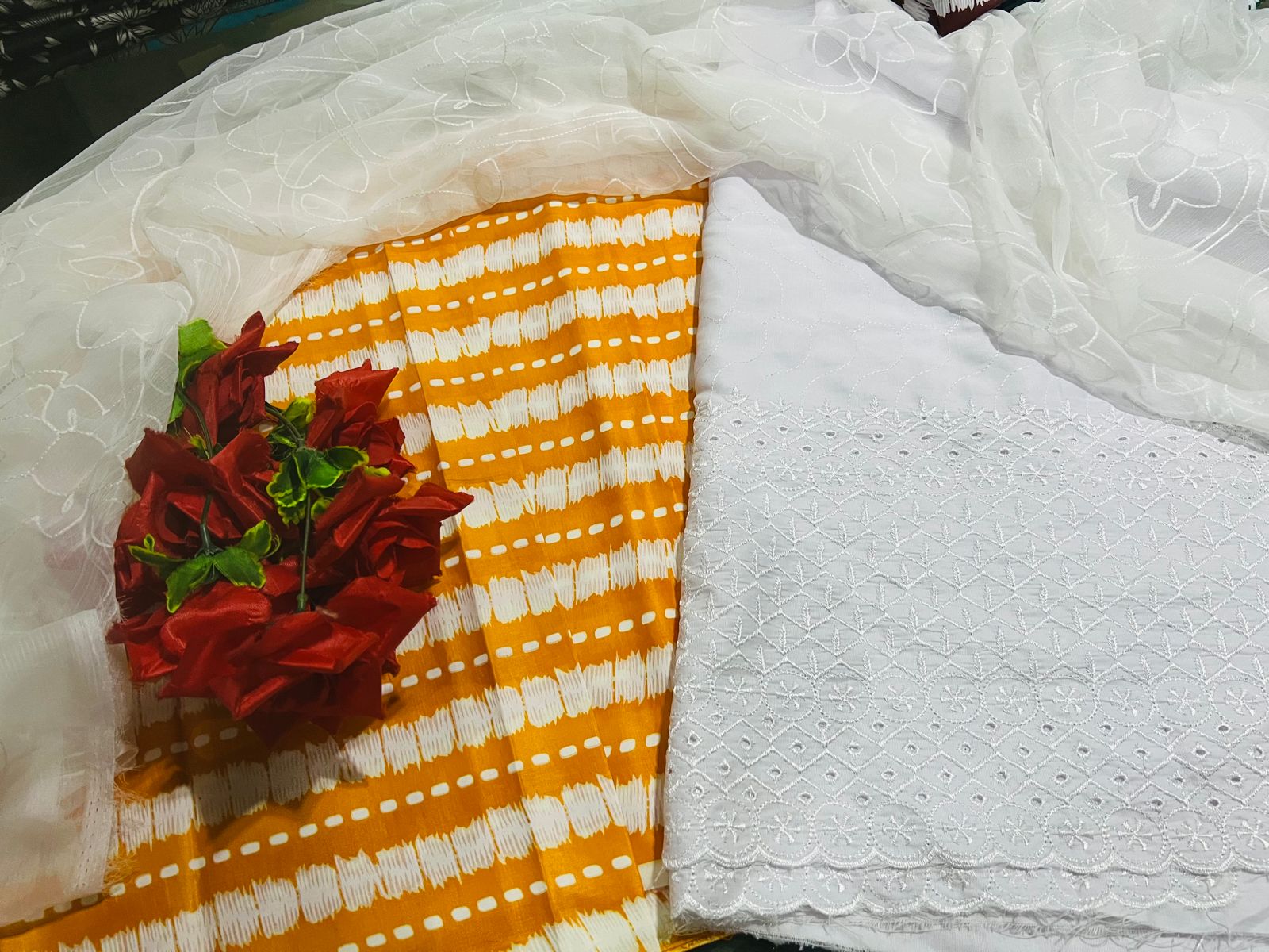 Exclusive Chunri Prints 3Pc Collection - ECP-01-Yellow