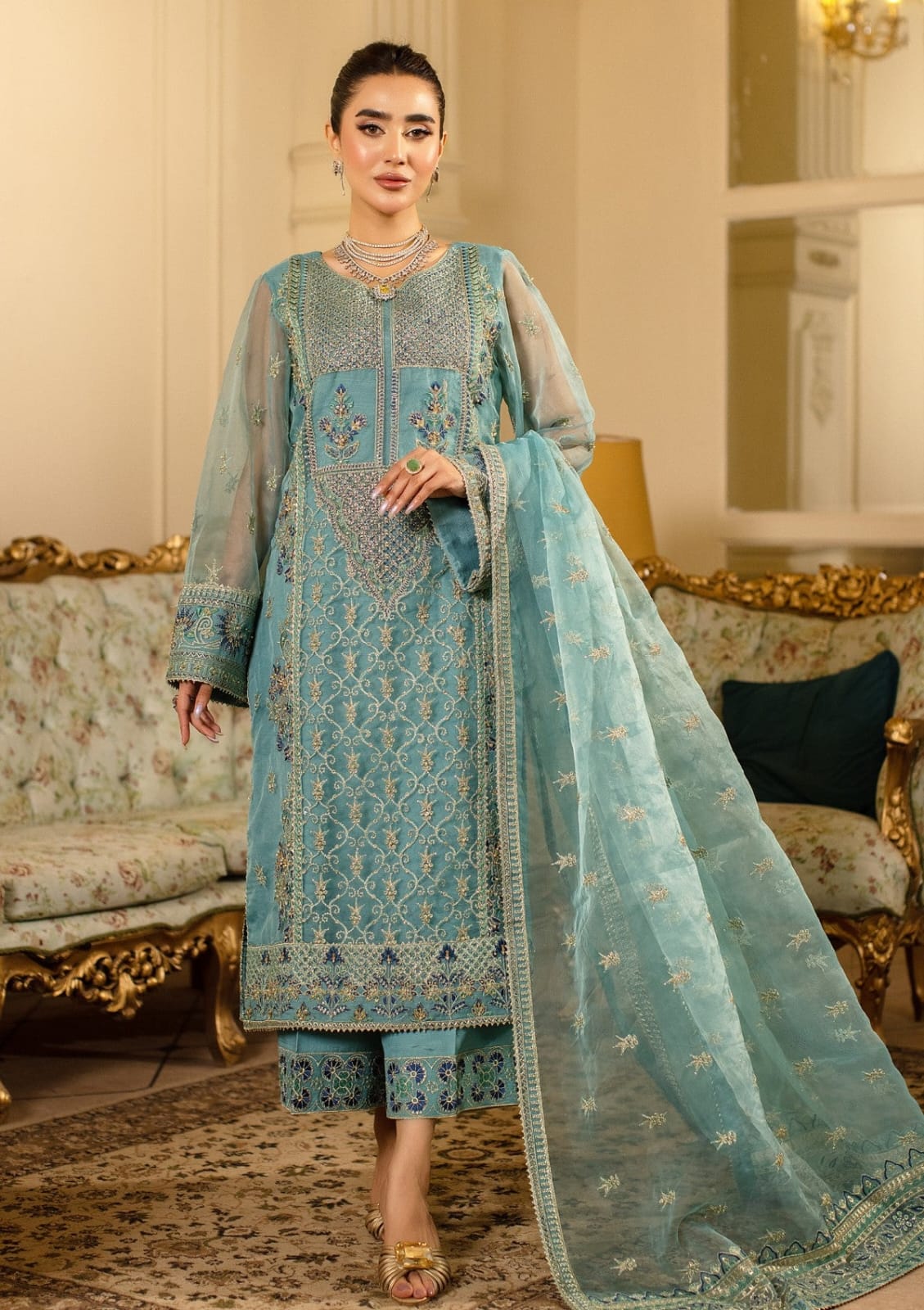 Sidra Aleem - Raj Kumari Embroidered Wedding Suits Unstitched 4 Piece RK- D-07 – Wedding Collection-