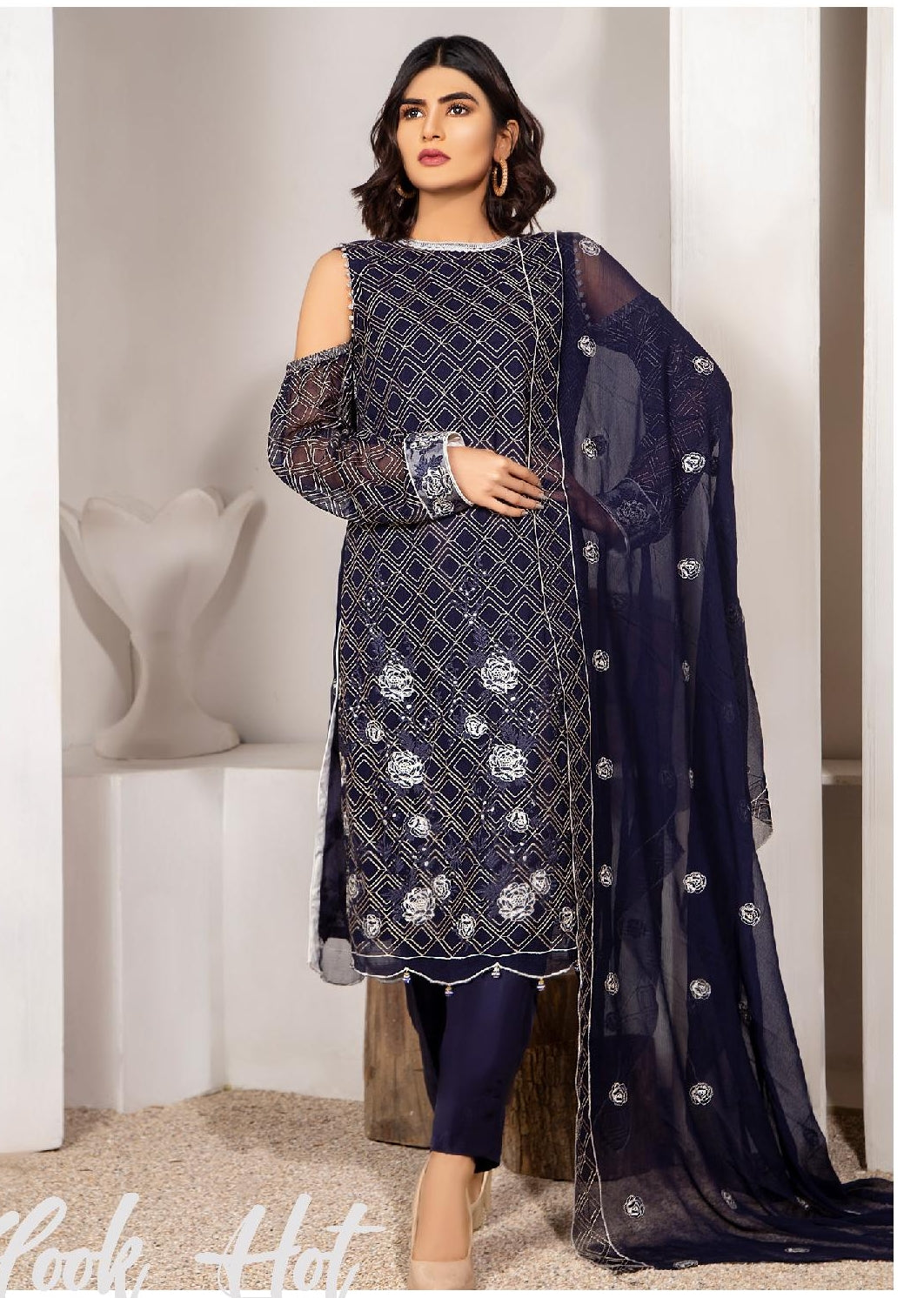 Yasmeen Arif by Al Dawood Textiles Pure Chiffon Suits Unstitched 3 Piece YAF MARGAJ AD-05 (Pure Chiffon)- Formal Collection