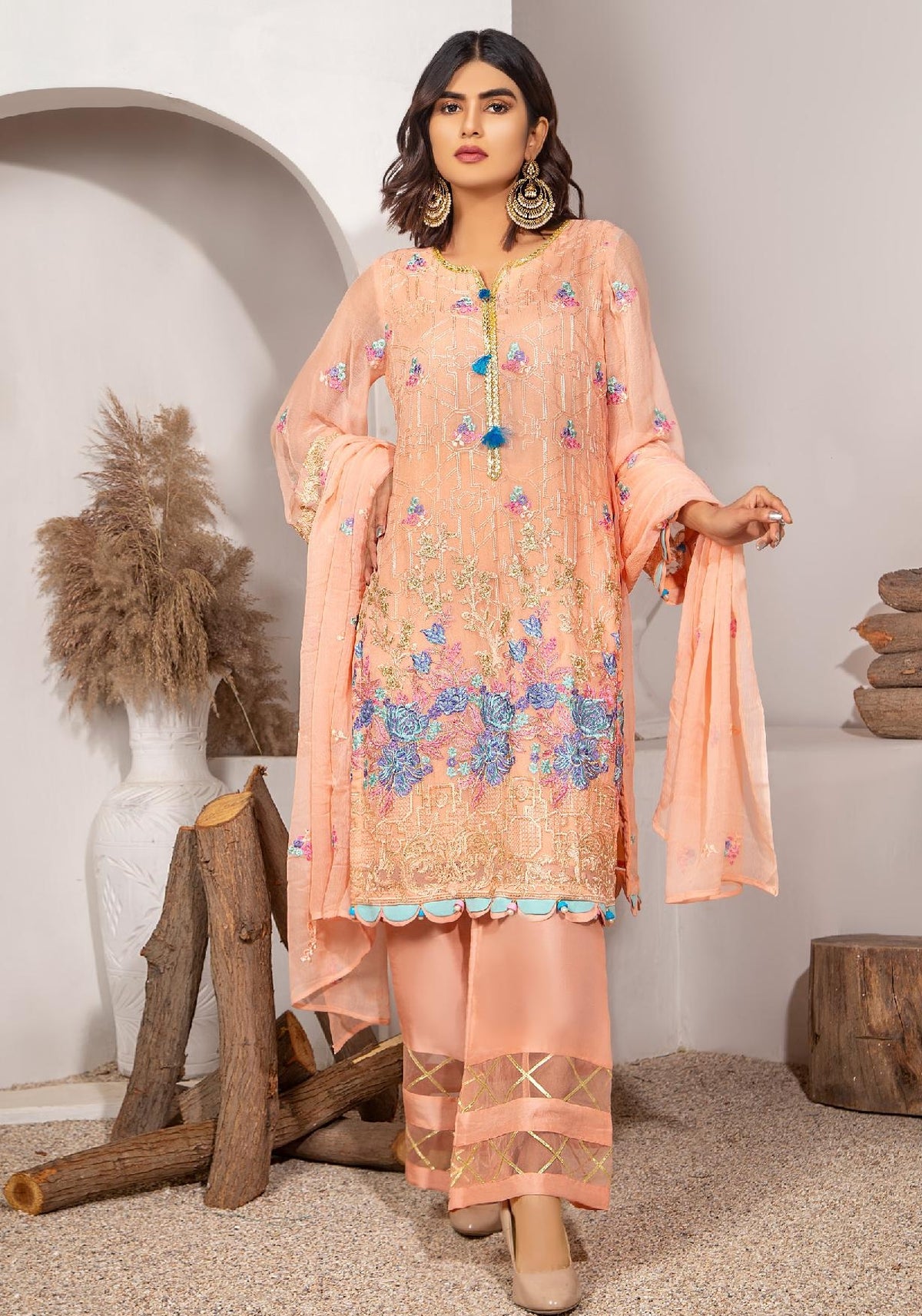 Yasmeen Arif by Al Dawood Textiles Pure Chiffon Suits Unstitched 3 Piece YAF MARGAJ AD-03 (Pure Chiffon)- Formal Collection