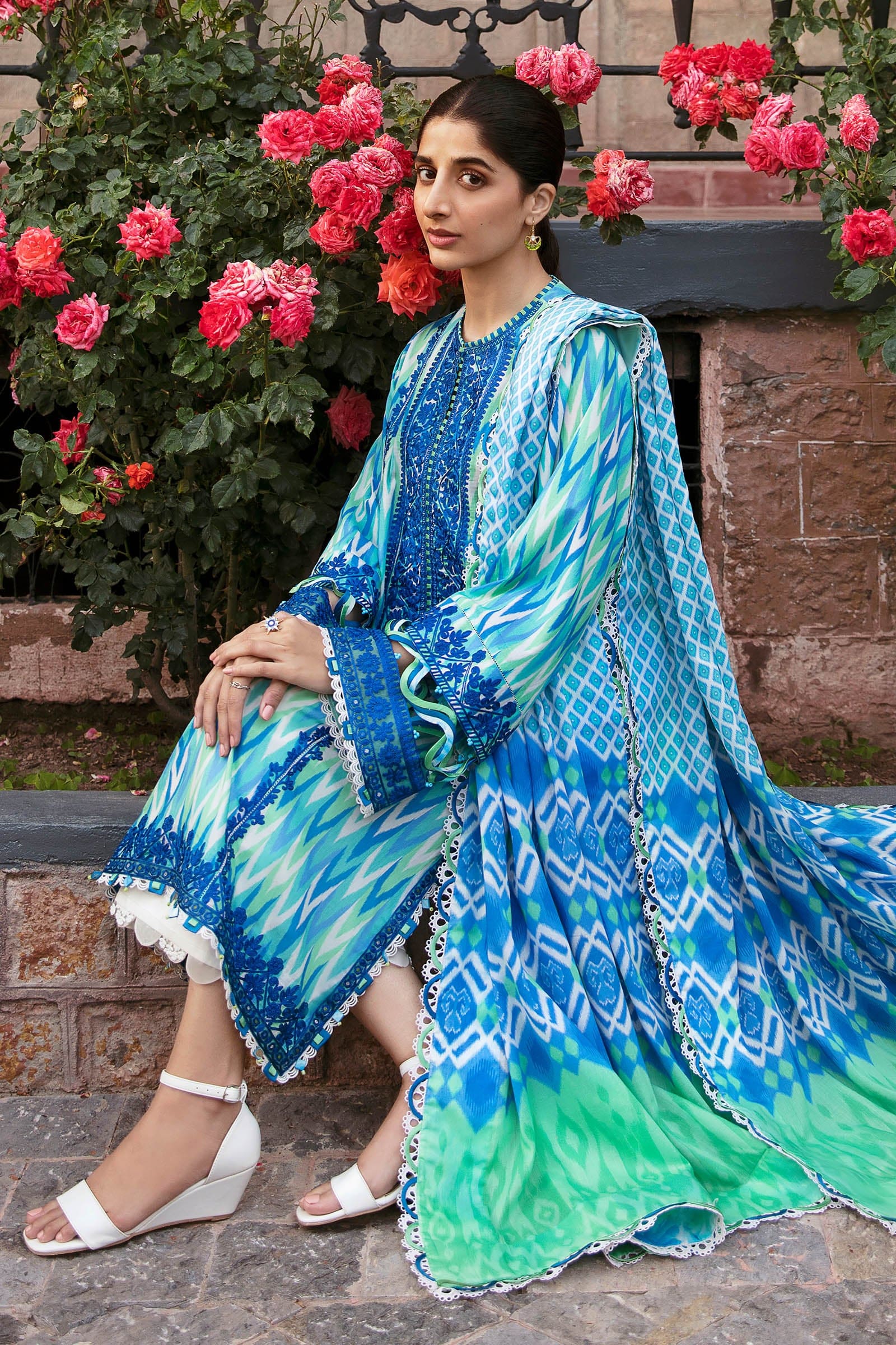 Zaha By Khadijah Shah Embroidered Lawn Suits Unstitched 3 Piece ZKS23FU ZF 23-10 Aysel-