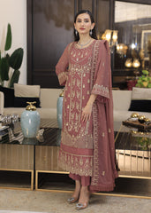 Merakish By Shahzeb Textiles Embroidered Chiffon Suits Unstitched 3 Piece ST24MK MR-C-V10- Rose Pink