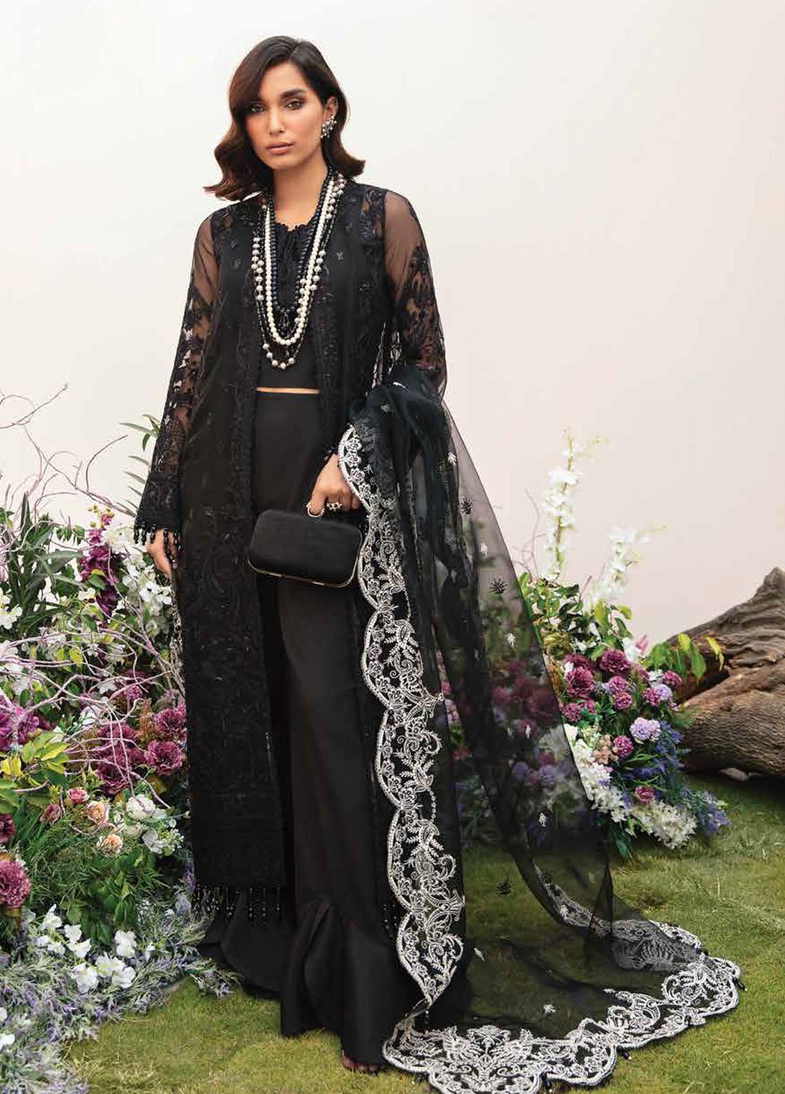 La Fuschsia By Afrozeh Embroidered Organza Suits Unstitched 3 Piece AF23LF 005 Kiera-