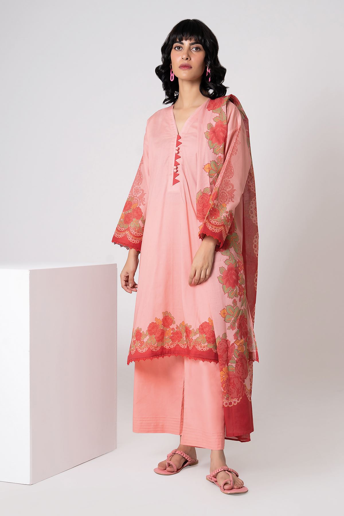 Khaadi Luxury Spring Summer Collection – ALA22356-Orange-3PC